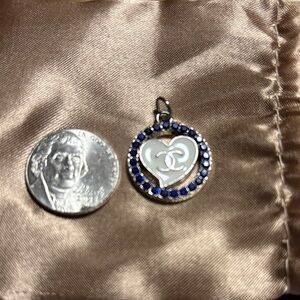 Elegant Silver and Blue Heart Pendant/charm